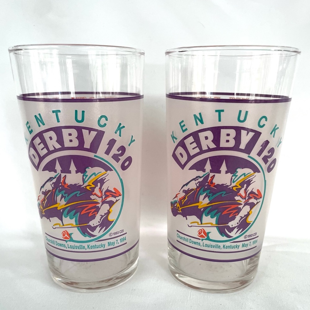 Lot Of 2 Kentucky Derby 120 Glasses 1994 EUC